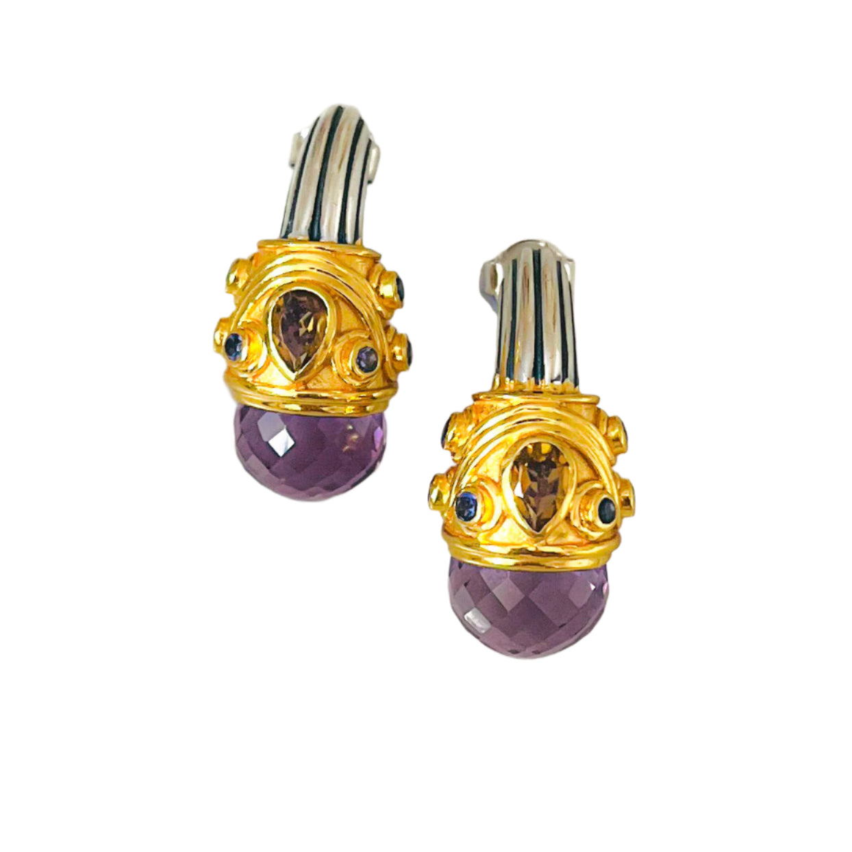 "Greek Goddess" Amethyst & Citrine Earrings