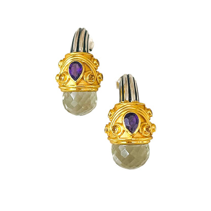 "Greek Goddess" Amethyst & Prehnite Earrings