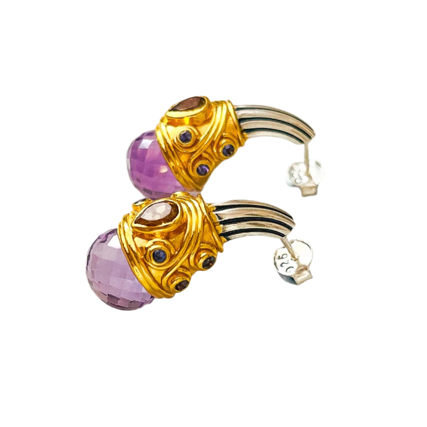 "Greek Goddess" Amethyst & Citrine Earrings