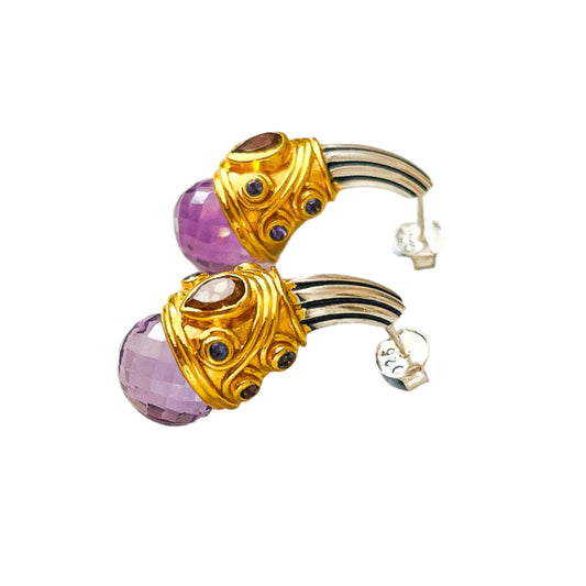 "Greek Goddess" Amethyst & Citrine Earrings