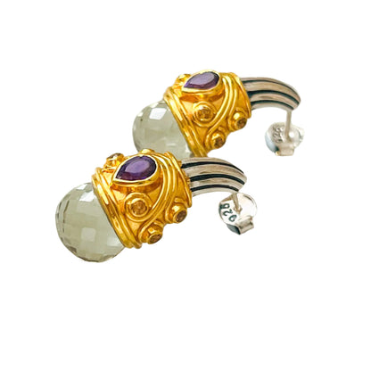 "Greek Goddess" Amethyst & Prehnite Earrings