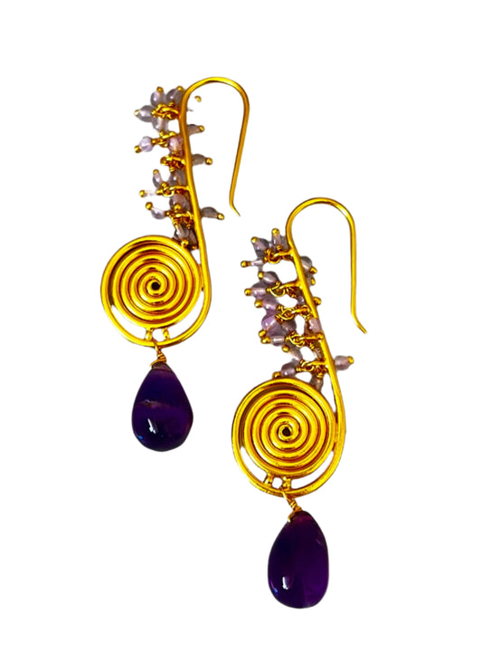 "Trumpet" Amethyst Earrings