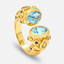Load image into Gallery viewer, &quot;Greek Goddess&quot; Blue Topaz, Garnet &amp; Iolite Ring