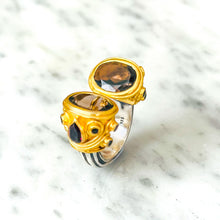 Load image into Gallery viewer, &quot;Greek Goddess&quot; Smoky Quartz, Garnet &amp; Black Onyx Ring