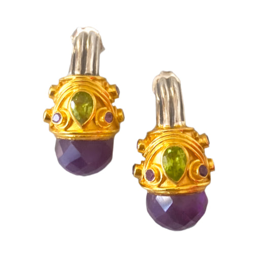 "Greek Goddess" Amethyst & Peridot Earrings