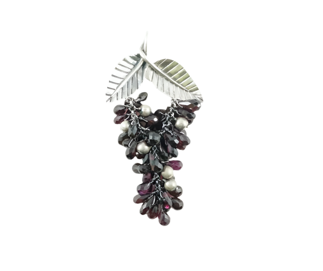 Silver "Eve" Brooch & Pendant Combo - Garnets