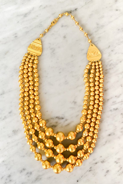 "Medusa" Gold Round Bead Necklace