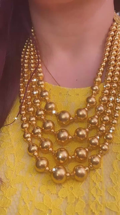 "Medusa" Gold Round Bead Necklace