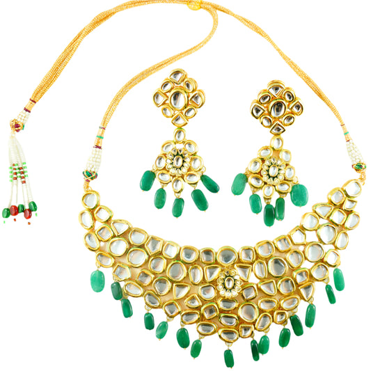 "Azara" Necklace and Earring Set - Green Onyx