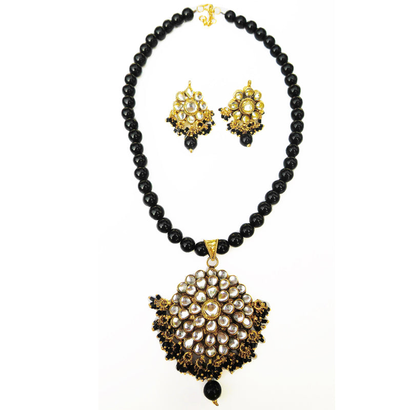 "Dawn" Necklace and Earrings Set - Black (Sample Sale)