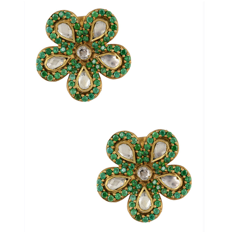 "Monika" Green Flowers Earrings