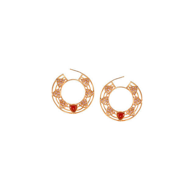 "Olivia" Red Onyx Hoop Earrings