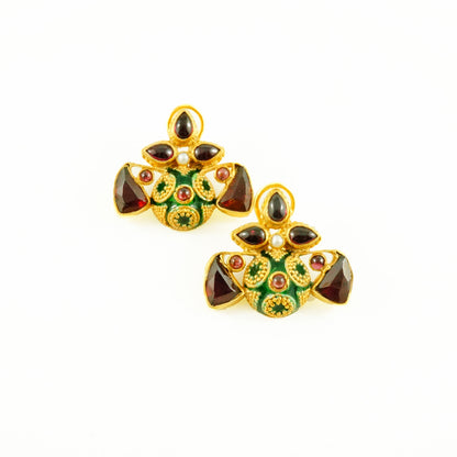 Elena Earrings - Red & Green