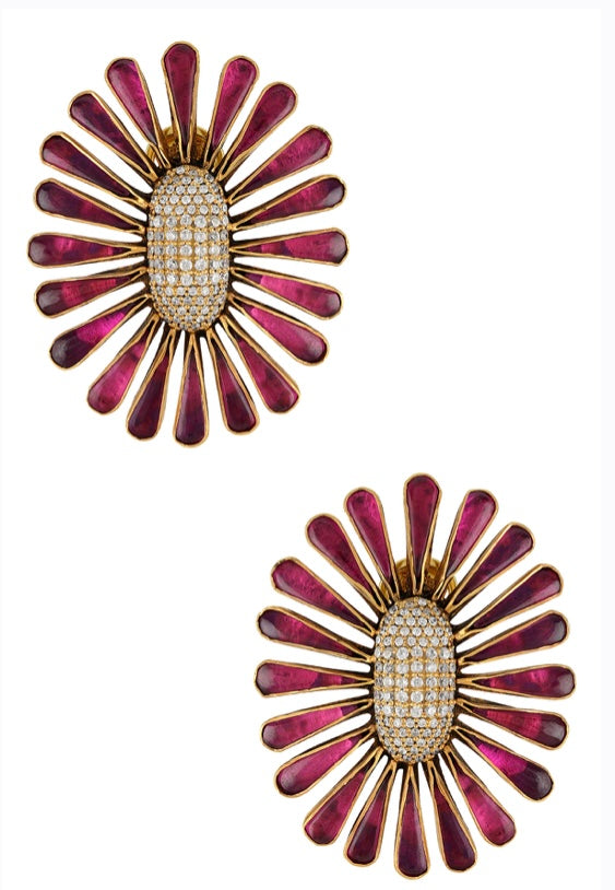 "Sabina" Pink Floral Stud Earrings