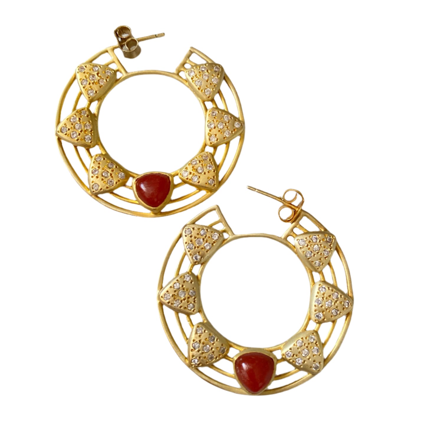 "Olivia" Red Onyx Hoop Earrings