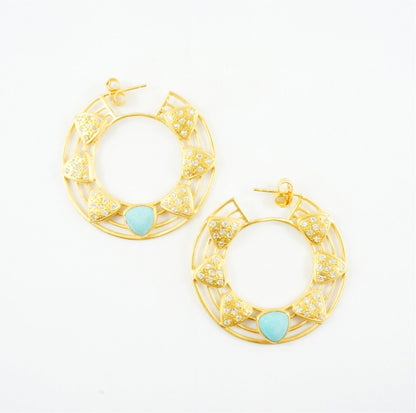 "Olivia" Turquoise Hoop Earrings