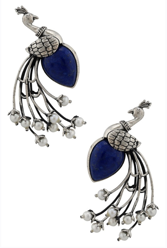 "Khloe” Peacock Lapiz earrings