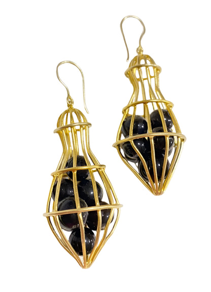 "Cage" Black Onyx Earrings